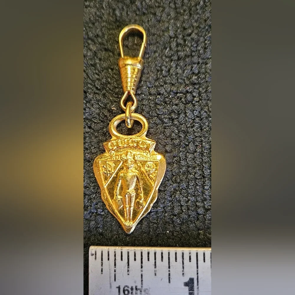 Gucci Gold PLATED 10k Charm zipper PULL authentic 1970s Pendant